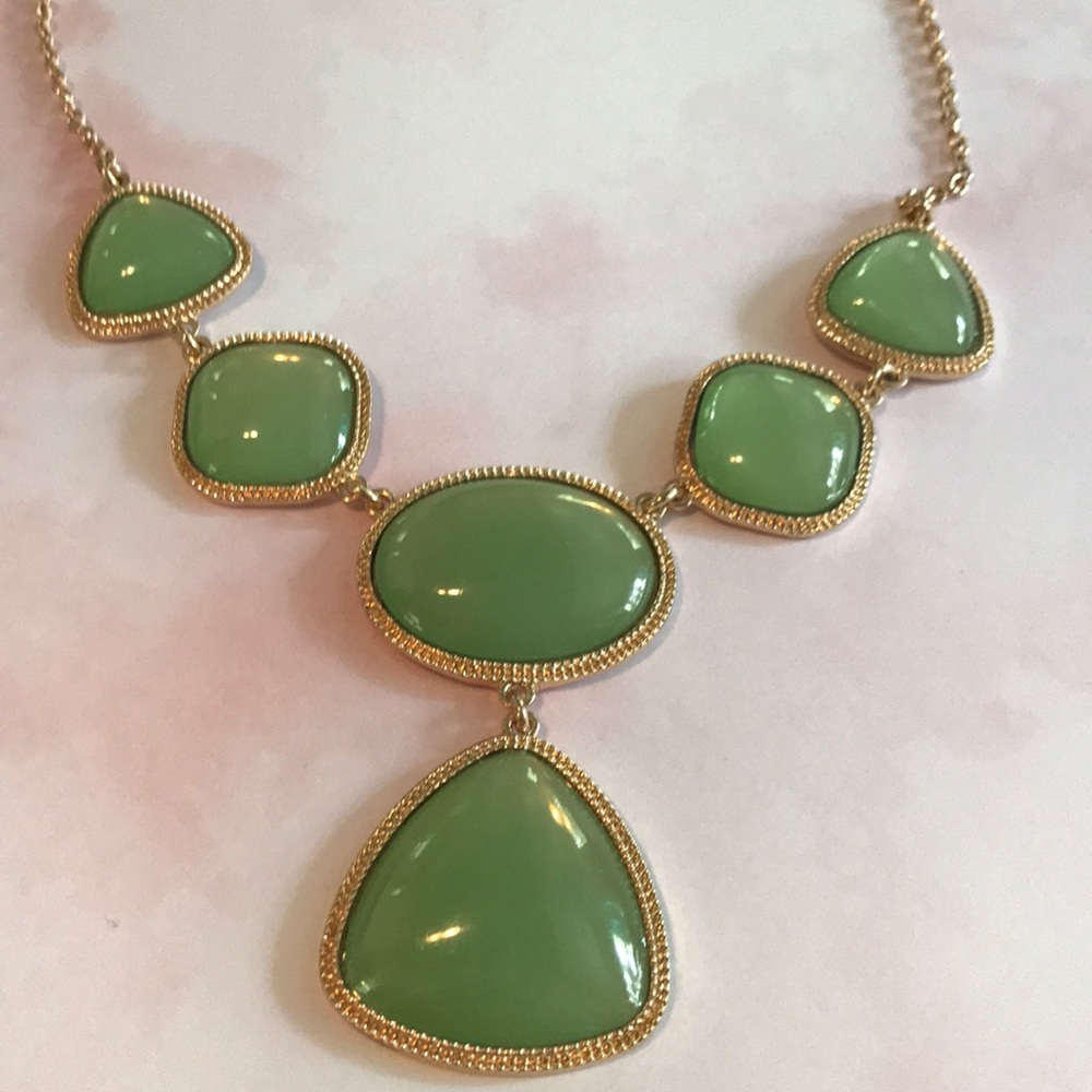 Vintage Gold Painted With Jade-like Pendants J22